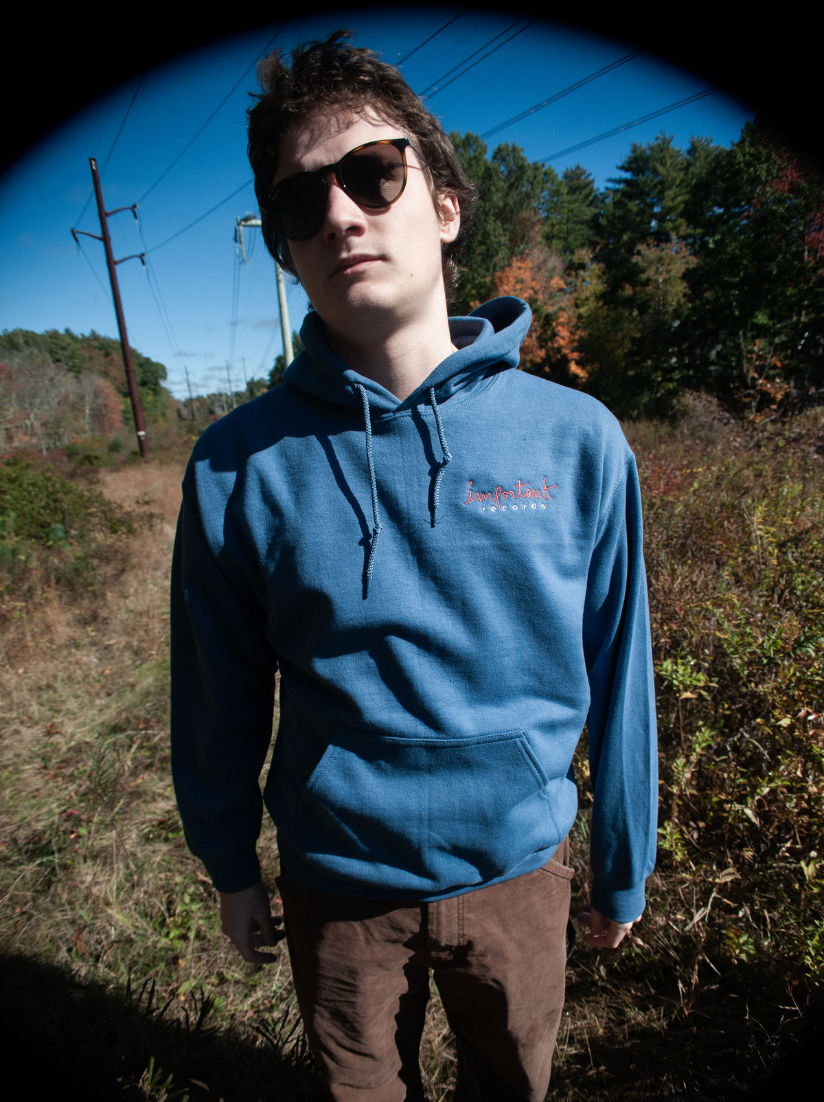 Important Records - Signature Logo - Indigo Blue - Pocket Hoodie Sweatshirt (Copy)