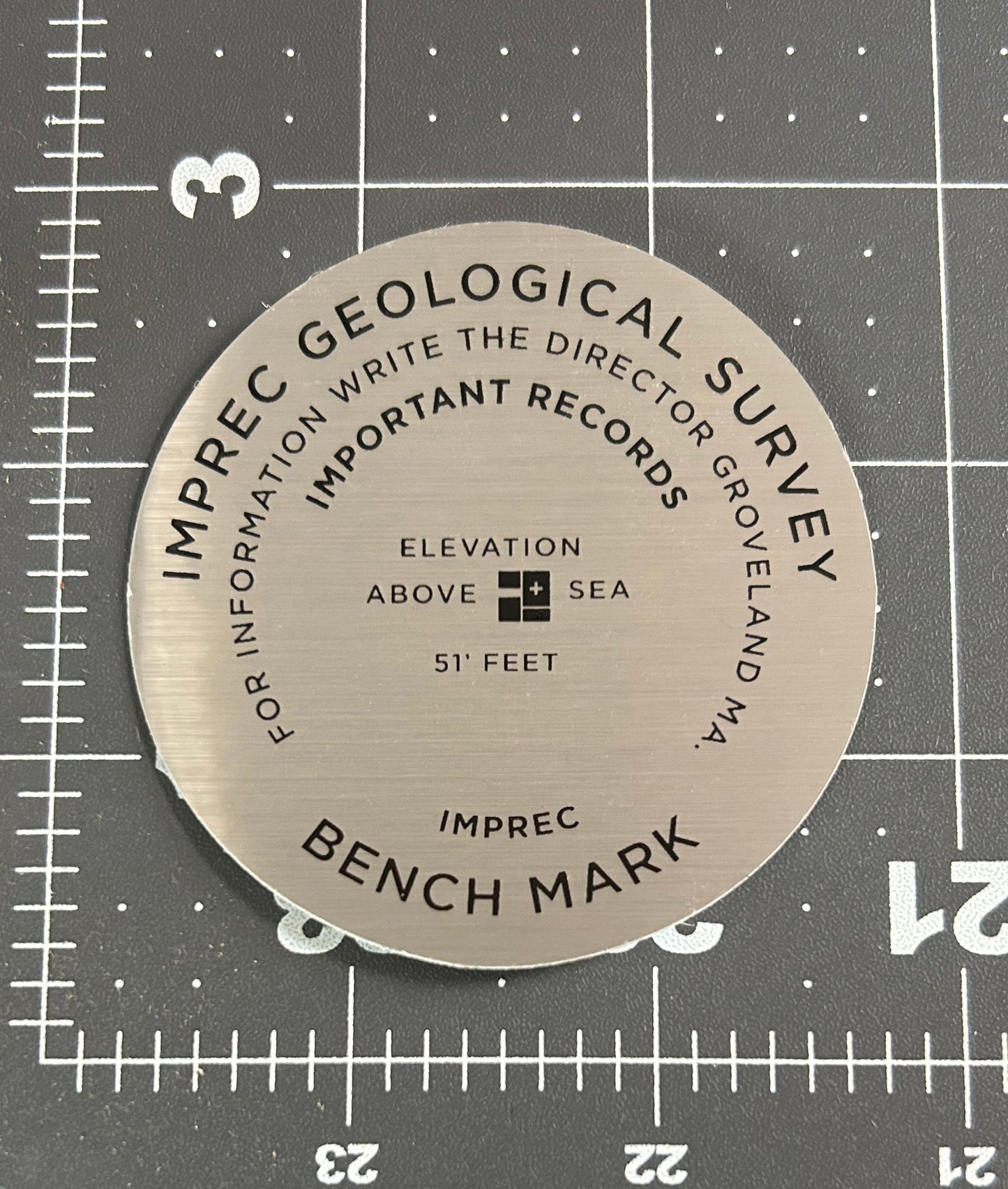 Imprec Geological Survey - Weatherproof Brushed Aluminum Sticker
