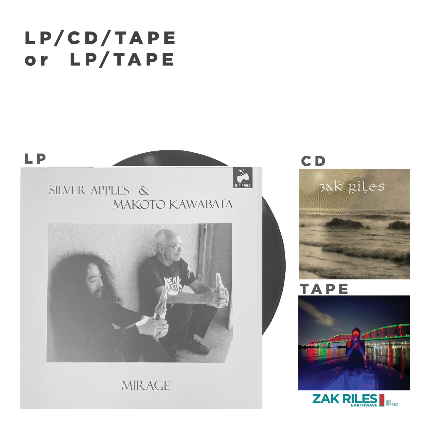 Supporter Pack 8: Silver Apples/Makoto Kawabata LP & Zak Riles "Earthwave" Tape ** Oct '23 **
