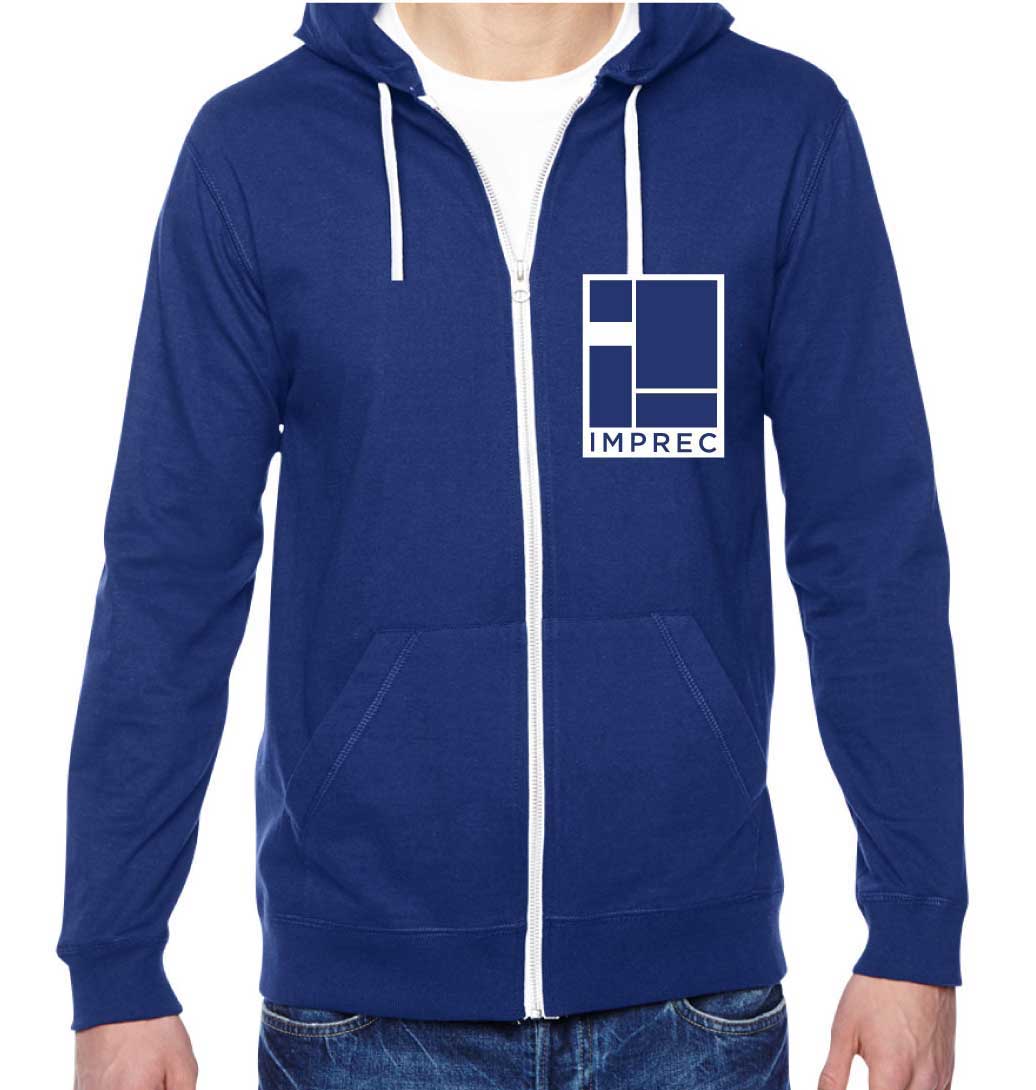 Logo Zipper Hoodie -Lightweight - Blue and White