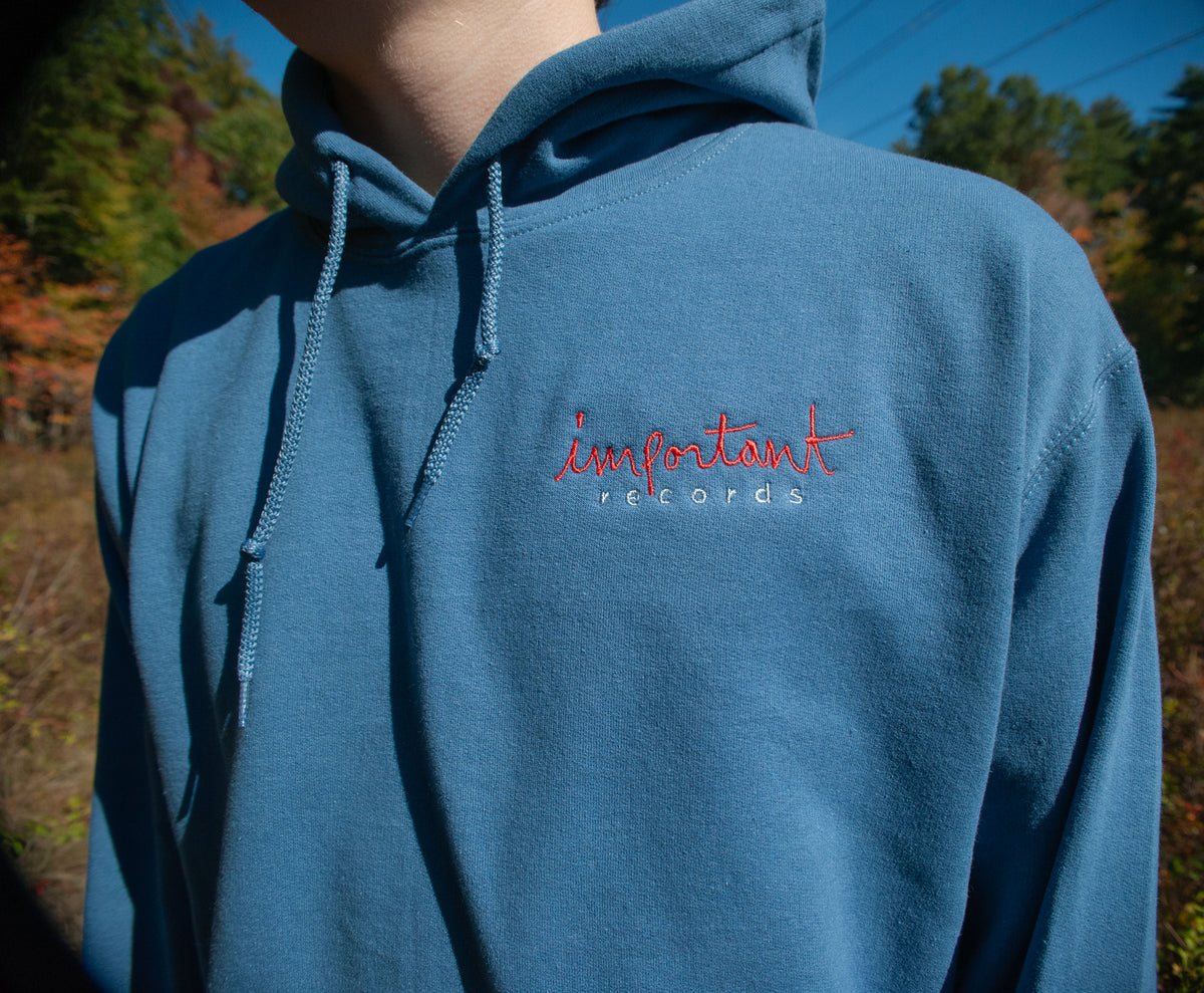 Important Records - Signature Logo - Indigo Blue - Pocket Hoodie Sweatshirt (Copy)